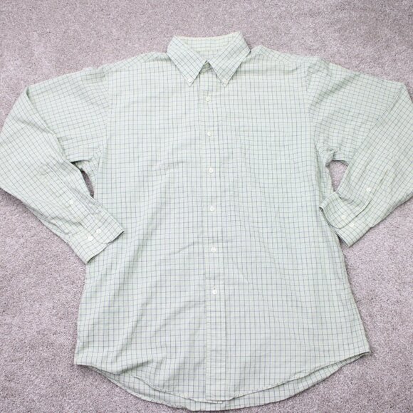 Brooks Brothers 346 Shirt Mens 16, 34/35 Green 100% Cotton Long Sleeve Button - Picture 2 of 12